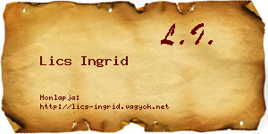 Lics Ingrid névjegykártya